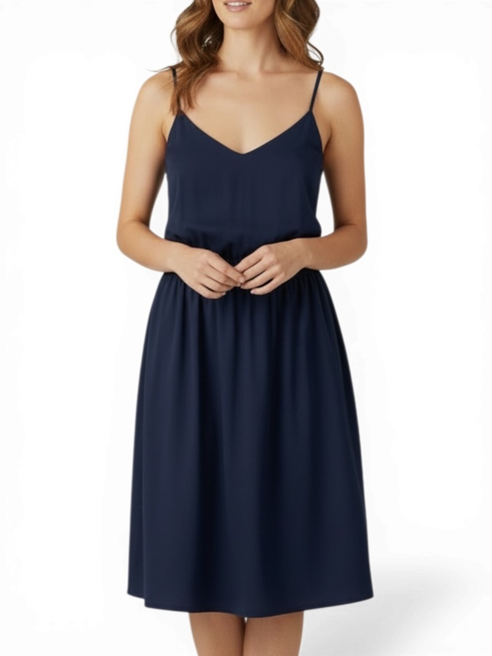 Southern Frock Coastal Navy Blue Midi Dress Sleeveless Large